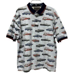 North River Excellent Polo Shirt Graphic Cars Print Men XL Short Sleeve